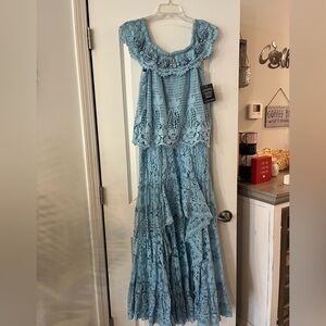 Boston Proper Women’s Blue Lace Maxi Dress Size Medium